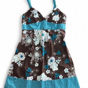 Vintage Y2k Charlotte Russe Brown Floral Print Midi Dress